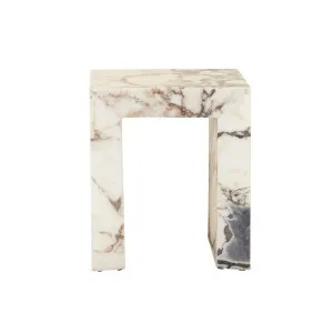 Elle Monument Side Table - Matt Ocean Marble by GlobeWest, a Bedside Tables for sale on Style Sourcebook