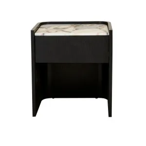 Elsie Bedside - Matt Ocean Marble - Matt Dark Oak by GlobeWest, a Bedside Tables for sale on Style Sourcebook