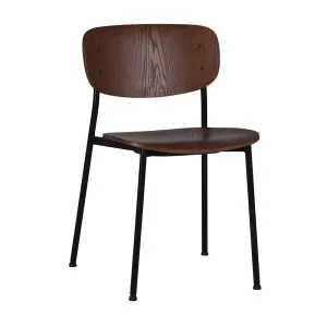 Lathan Dining Chair - Walnut Ash - Black Metal by GlobeWest, a Chairs for sale on Style Sourcebook