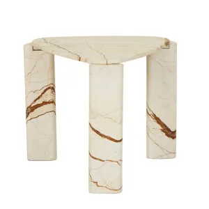 Amara Delta Marble Side Table - Natural Brown Vein Marble by GlobeWest, a Side Table for sale on Style Sourcebook