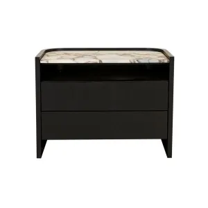 Elsie Two Drawer Bedside - Matt Ocean Marble - Matt Dark Oak by GlobeWest, a Bedside Tables for sale on Style Sourcebook