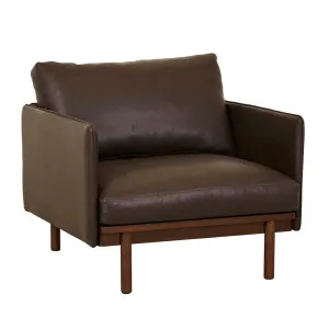 Tolv Pensive Sofa Chair - Cigar Leather - Smoked Oak by Tolv, a Chairs for sale on Style Sourcebook