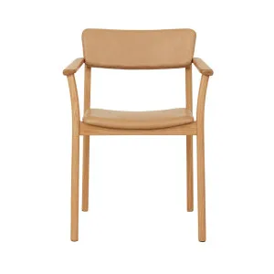 Sketch Poise Upholstered Back Armchair - Pecan Leather - Light Oak by Sketch, a Chairs for sale on Style Sourcebook