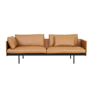 Natadora Bureau 3 Seater Sofa - Pecan Leather - Black Metal by Natadora, a Sofas for sale on Style Sourcebook