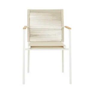 Pier Linear Dining Armchair - Beige - White by GlobeWest, a Outdoor Chairs for sale on Style Sourcebook