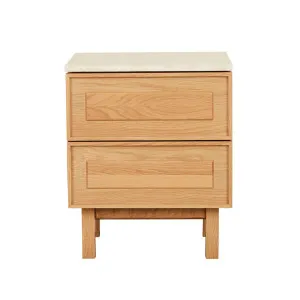 Sketch Yorke Marble Bedside - Natural Travertine - Light Oak by Sketch, a Bedside Tables for sale on Style Sourcebook