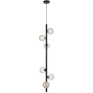 Telbix Black Elson 6 Light Pendant Light Clear Prism by Telbix, a Pendant Lighting for sale on Style Sourcebook