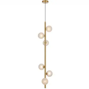 Telbix Antique Gold Elson 6 Light Pendant Light Frost Tear by Telbix, a Pendant Lighting for sale on Style Sourcebook