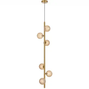 Telbix Antique Gold Elson 6 Light Pendant Light Amber Tear by Telbix, a Pendant Lighting for sale on Style Sourcebook