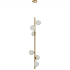 Telbix Antique Gold Elson 6 Light Pendant Light Opal Matt by Telbix, a Pendant Lighting for sale on Style Sourcebook