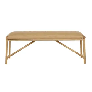 Tolv Osaka Bench Seat - Camel Leather - Light Oak by Tolv, a Benches for sale on Style Sourcebook