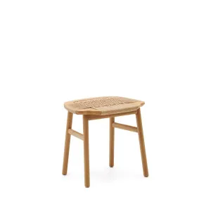 Enit stool made of beige paper cord and solid oak wood with natural finish, 43cm FSC Mix Credit by Kave Home, a Bar Stools for sale on Style Sourcebook