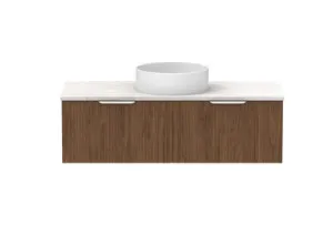 Mosman Vanity With Centre Basin 1200mm 2 Draw, Florentine Walnut & Travertine | Made From MDF In Grey By Raymor by Raymor, a Vanities for sale on Style Sourcebook