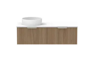 Mosman Vanity With Left Hand Basin 1200mm 2 Draw, Prime Oak & Alabaster | Made From MDF In Light Brown By Raymor by Raymor, a Vanities for sale on Style Sourcebook