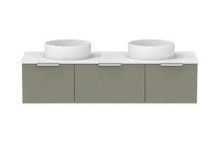 Mosman Vanity With Double Basin 1500mm 3 Draw, Topiary & Bright White | Made From MDF In Green/White By Raymor by Raymor, a Vanities for sale on Style Sourcebook