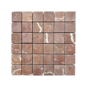 Bedrock Rosso Square Marble Natural Product Tumbled Mosaic by Beaumont Tiles, a Mosaic Tiles for sale on Style Sourcebook