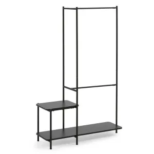 Galatia melamine and metal clothes rail with bench in black finish 100 x 150 cm by Kave Home, a Coat & Hat Racks for sale on Style Sourcebook