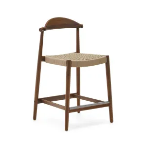 Nina solid acacia wood stool with walnut finish and beige rope height 62 cm by Kave Home, a Tables for sale on Style Sourcebook