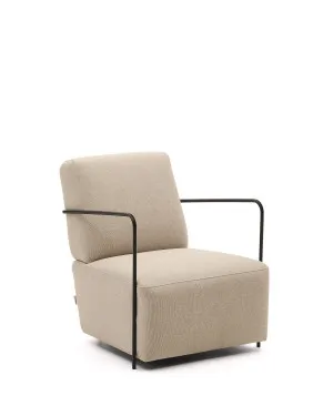 Gamer beige armchair with metal in a matte black painted finish by Kave Home, a Chairs for sale on Style Sourcebook