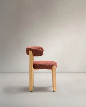 Granite chair  terracotta-coloured chenille and solid ash wood in a natural finish FSC 100% by Kave Home, a Dining Chairs for sale on Style Sourcebook