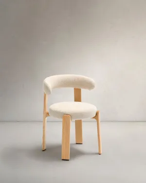 Granite chair in beige chenille and with solid ash wood in a natural finish FSC 100% by Kave Home, a Dining Chairs for sale on Style Sourcebook