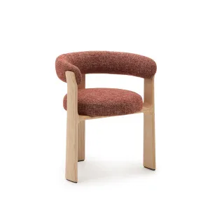 Granite 3-legged chair terracotta chenille and solid ash wood in a natural finish FSC 100% by Kave Home, a Dining Chairs for sale on Style Sourcebook