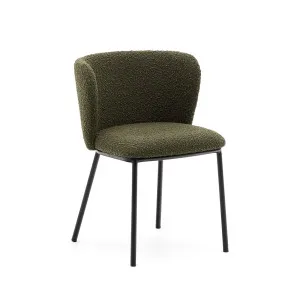 Ciselia chair in green bouclé and black steel, FSC Mix Credit by Kave Home, a Dining Chairs for sale on Style Sourcebook