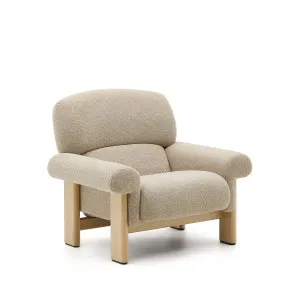 Cabana armchair in beige chenille with solid ash wood legs in a natural finish FSC 100% by Kave Home, a Chairs for sale on Style Sourcebook