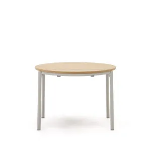 Montuiri round extendable table in oak veneer and with steel legs in a grey finish,  Ø90(170) cm by Kave Home, a Dining Tables for sale on Style Sourcebook