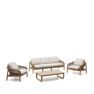 Vellana set: 3-seater sofa, 2 armchairs and coffee table made from FSC 100% solid acacia w by Kave Home, a Outdoor Sofas for sale on Style Sourcebook