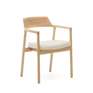 Alocs chair removable cover in beige chenille solid oak wood natural finish FSC Mix Credit by Kave Home, a Dining Chairs for sale on Style Sourcebook