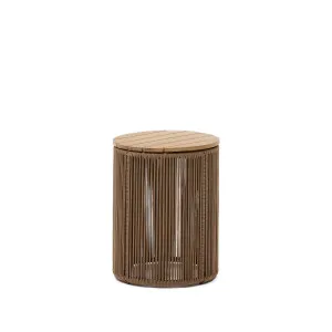 Dandara side table made of steel, beige cord and solid acacia wood, Ø40 cm FSC 100% by Kave Home, a Tables for sale on Style Sourcebook