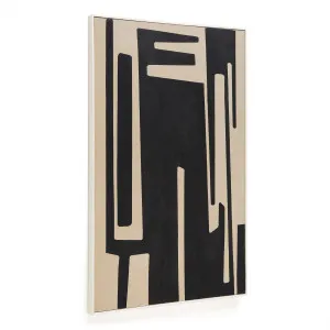 Salmi abstract painting in beige and black linen 140 x 90 cm by Kave Home, a Painted Canvases for sale on Style Sourcebook