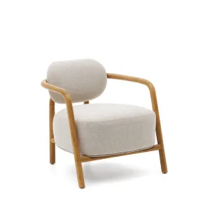 Melqui beige armchair in solid oak wood with a natural finish by Kave Home, a Chairs for sale on Style Sourcebook