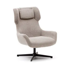 Zalina swivel armchair in beige chenille and steel with black finish FSC 100% by Kave Home, a Chairs for sale on Style Sourcebook