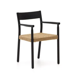 Yalia chair in solid oak with black finish and rope seat FSC 100% by Kave Home, a Dining Chairs for sale on Style Sourcebook