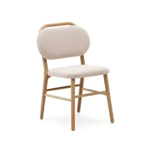 Helda chair in beige chenille and solid oak wood FSC Mix Credit by Kave Home, a Dining Chairs for sale on Style Sourcebook