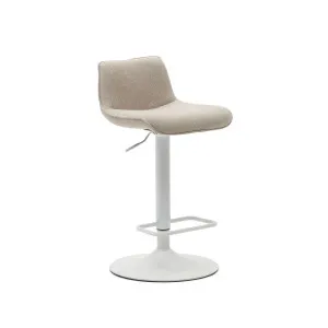 Zenda stool in beige chenille and matt white steel 81-102 cm FSC 100% by Kave Home, a Bar Stools for sale on Style Sourcebook