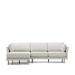 Gilma 3 seater sofa w/ right/left-hand chaise longue in chenille pearl, natural legs, 260 cm by Kave Home, a Sofas for sale on Style Sourcebook