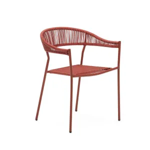 Futadera stackable outdoor chair in terracotta synthetic cord and terracotta painted steel by Kave Home, a Outdoor Chairs for sale on Style Sourcebook