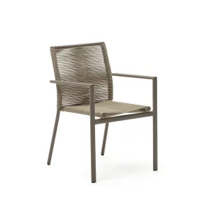 Culip aluminium and cord stackable outdoor chair in brown by Kave Home, a Outdoor Chairs for sale on Style Sourcebook