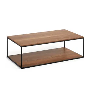 Yoana coffee table with oak walnut veneer and painted black metal structure, 110 x 60 cm by Kave Home, a Coffee Table for sale on Style Sourcebook