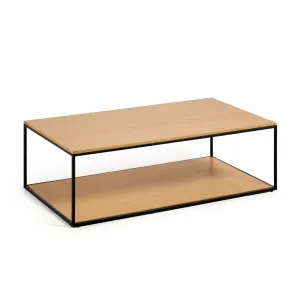 Yoana coffee table with oak wood veneer and painted black metal structure, 110 x 60 cm by Kave Home, a Coffee Table for sale on Style Sourcebook