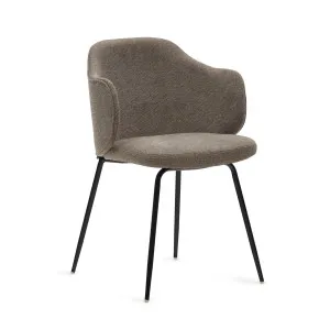 Yunia chair in brown with steel legs in a painted black finish by Kave Home, a Dining Chairs for sale on Style Sourcebook