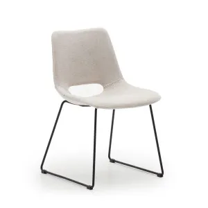 Zahara chair in beige with steel legs in a black finish by Kave Home, a Dining Chairs for sale on Style Sourcebook