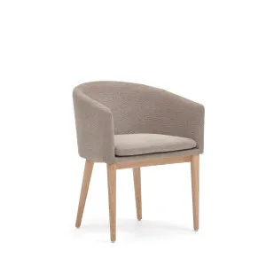 Harlan brown chenille chair with solid ash wood legs by Kave Home, a Dining Chairs for sale on Style Sourcebook