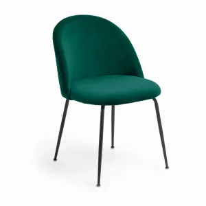 Ivonne chair velvet dark green and black metal by Kave Home, a Chairs for sale on Style Sourcebook