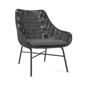 Abeli cord armchair in black by Kave Home, a Outdoor Chairs for sale on Style Sourcebook