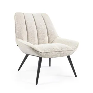 Marlina white bouclé armchair with steel legs with black painted finish by Kave Home, a Chairs for sale on Style Sourcebook