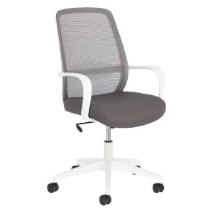 Melva office chair in grey and legs made of steel in white by Kave Home, a Chairs for sale on Style Sourcebook